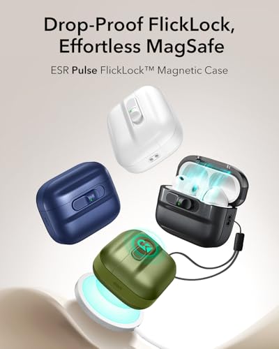 ESR for AirPods Pro 3 Case (2025), Compatible with MagSafe, Green | Compatible with AirPods Pro 3 (USB-C Cable), Magnetic Lid, Full Drop Protection Cover with Lanyard - color: Green, size: AirPods Pro 3 Case