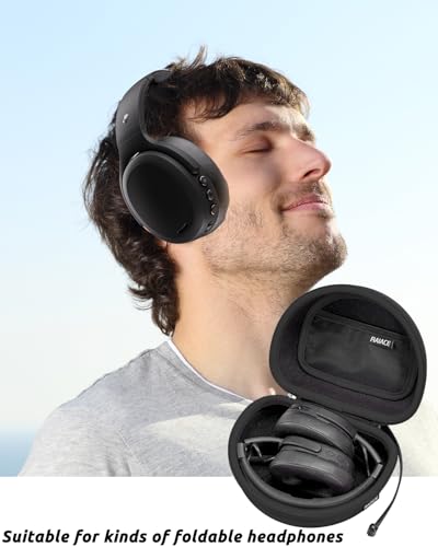 RAIACE Hard Storage Case Compatible with Skullcandy Crusher Over-Ear Headphones, for TOZO HT3 Headphones and More Foldable Headset, Travel Carrying Bag. (Case Only)-Black(Black Lining) - color: Black(Black Lining)