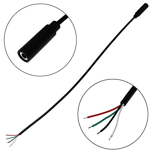 E-outstanding 3.5mm Female Jack to Bare End 2PCS Black TRRS 4 Pole 1/8" Plug Connector Audio Cable for Headphone Headset Earphone - size: Female