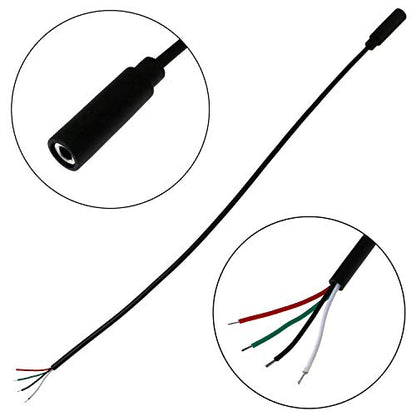 E-outstanding 3.5mm Female Jack to Bare End 2PCS Black TRRS 4 Pole 1/8" Plug Connector Audio Cable for Headphone Headset Earphone - size: Female