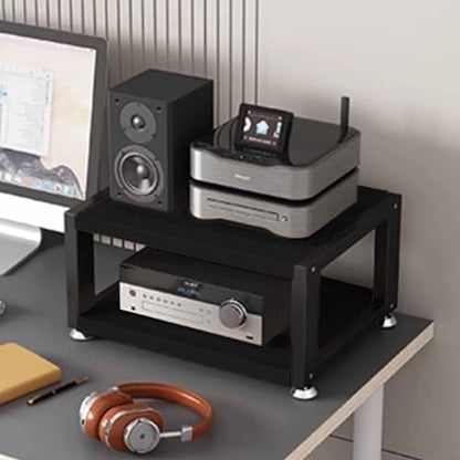 Multi-Functional Stereo Cabinet with Wooden Shelves & Steel Frame - Desktop Amplifier & AV Media Player Stand(Black,50 * 35 * 23cm) - color: Black, size: 19.7"D x 13.8"W x 9.1"H (1 Drawers)