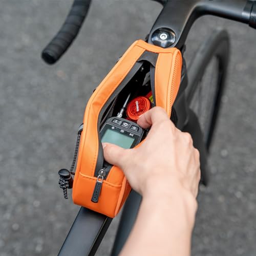 ROCKBROS Top Tube Bike Bag Narrow Slim Design Lightweight Portable | Adjustable Straps,2 Inner Net Pockets,Elastic Rope,Reflective, Compatible with iPhone 14/13/12 Pro Galaxy S22/S21,Road MTB - color: STYLE 4