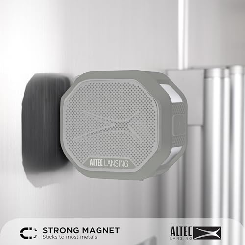 Altec Lansing HYDRATREK Magnetic Bluetooth Speaker, Waterproof IP67, Portable Speaker, True Wireless Pairing, USB-C Quick Charge, 3.7V 400mAh Battery, Voice Assistant, Perfect for Any Adventure - color: Cool Gray/White