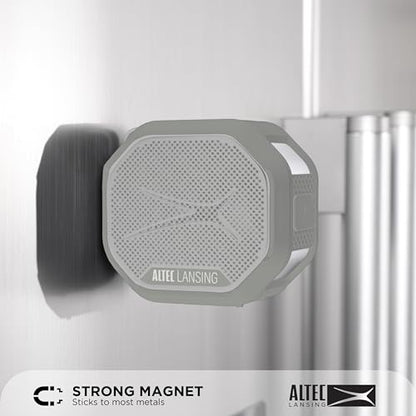 Altec Lansing HYDRATREK Magnetic Bluetooth Speaker, Waterproof IP67, Portable Speaker, True Wireless Pairing, USB-C Quick Charge, 3.7V 400mAh Battery, Voice Assistant, Perfect for Any Adventure - color: Cool Gray/White