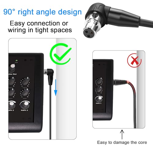 QIANRENON 90° Angle Mini XLR Solder Adapter Microphone Socket Gold Plated 3Pin Mini XLR Female Right Angle Soldered Audio Connector 3Pin Mini XLR Welded Curved Plug, for DIY/Repair Mini XLR (Female) - style: Female