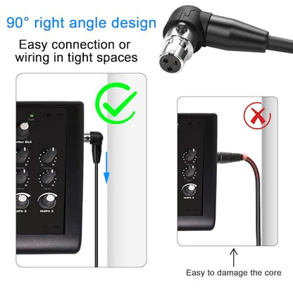 QIANRENON 90° Angle Mini XLR Solder Adapter Microphone Socket Gold Plated 3Pin Mini XLR Female Right Angle Soldered Audio Connector 3Pin Mini XLR Welded Curved Plug, for DIY/Repair Mini XLR (Female) - style: Female
