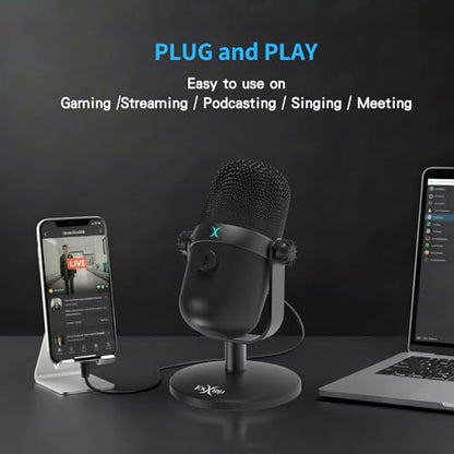 FOXXRAY SUM-13 Gaming USB Microphone for Streaming, Podcasting on PC/Laptop/Mobile, Cardioid Pickup Microphone with Noise Cancellation, Mute Button and Adjustable Stand, Plug and Play