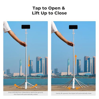 K&F CONCEPT 72" Selfie Stick for iPhone, Phone Tripod | Clip & Magnetic, Remote, 1s Open & Close, Compatible with iPhone 17-12 Osmo Pocket 4/3 Luna Ultra, X97C6 - color: White