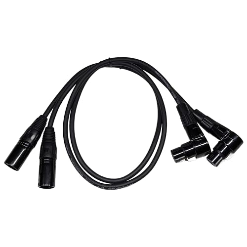 Right Angle Female XLR to Straight Male XLR Plug Cable, 3-Pin to 3-Pin, 2 Pack, 1Ft - size: Right Angle Female 1-Feet