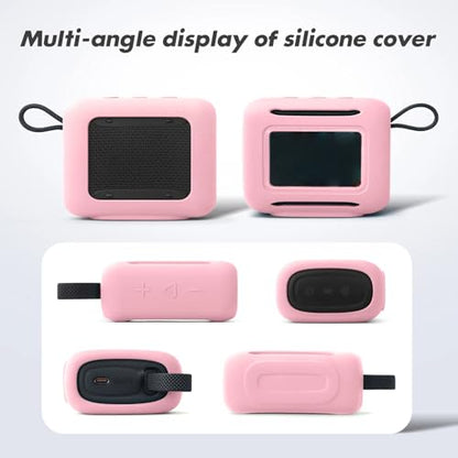 Silicone Cover Case for JBL Go 5 Bluetooth Speaker, Portable Speaker Travel Case Protective Cover Sleeve with Carabiner for JBL Go 5, Dustproof, Shockproof and Scratch-resistant (Pink) - color: Pink