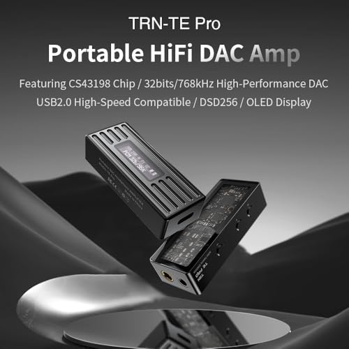 TRN-TE Pro Headphone Amplifier, Portable HiFi USB DAC Amps with 4.4mm and 3.5mm Dual Outputs Supports PCM 768kHz/DSD256 High Resolution Lossless for Smartphones/PC/Laptops