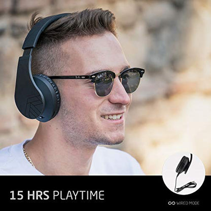 PowerLocus Bluetooth Over-Ear Headphones, Wireless Stereo Foldable Headphones Wireless and Wired Headsets with Built-in Mic, Micro SD/TF, FM for iPhone/Samsung/iPad/PC (Black) - color: Black