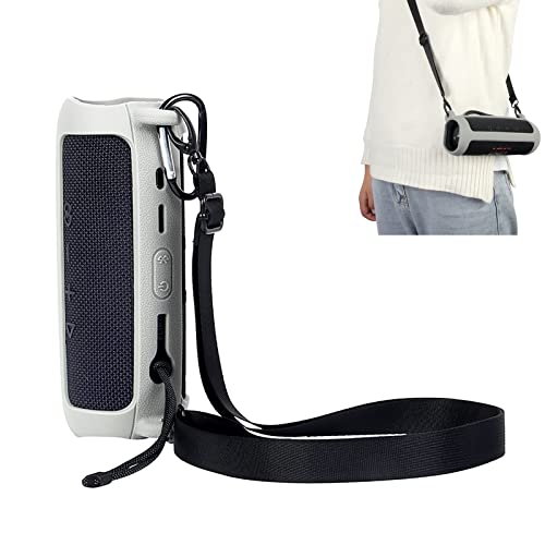Case for JBL flip 6,JOYSOG Silicone Carrying Case Protect Pouch Sleeve Protector Cover Travel Bag with Shoulder Strap for JBL FLIP 6 Bluetooth Speaker (Grey) - color: Grey