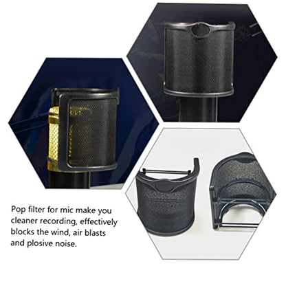 Metal Microphone Pop Filter for Speaking Gaming Black