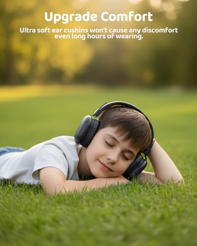 awatrue Kids Over-Ear Bluetooth Headphones, 85dBA Safe Volume, Navy Blue | Built-in Microphone, Bluetooth 5.4, Foldable, 50H Playtime, USB-C Charging - color: NavyBlue