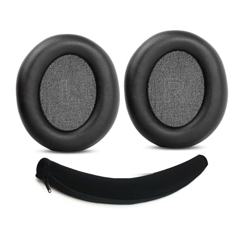 Earpads and Headband Replacement Compatible with Anker Soundcore Space Q45 Bluetooth Wireless Over-Ear Headphone Ear Pads with Softer Protein Leather/Memory Foam