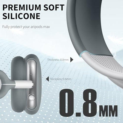 Maxjoy for AirPods Max Case, Soft Silicone Ear Cups & Headband Cover, Anti-Scratch Protective Accessories, Gray - color: Gray
