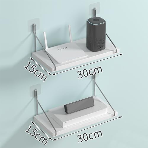 HERCHR Small Floating Shelves, Speaker Shelves Cable Box Shelf Projector Shelf Router Shelf Wall Hanging Shelf Floating Entertainment Center Shelves for Home(White)