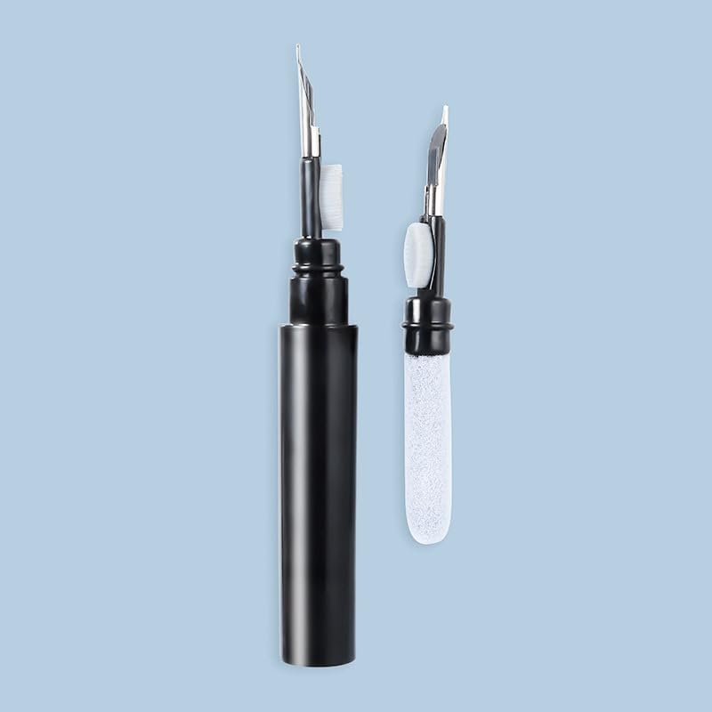 Black Headphone Cleaning Pen - 3-in-1 Earbud Cleaner Tool, Soft Brush & Metal Pick for AirPods, Earbuds, Headphones, Phone Ports & Electronics - color: Black