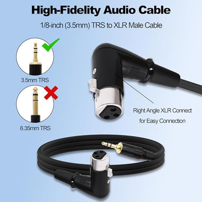 3.5mm TRS to XLR Male Balanced Audio Cable Adapter 1M | Right Angle XLR Male to 1/8 inch Male,HiFi Stereo Speaker Cord,for Smartphone Laptop Mixer Speake - style: male to female