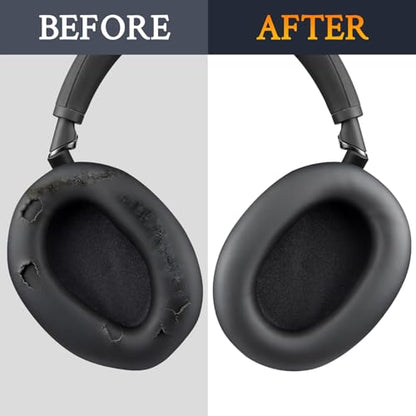 SOULWIT Earpads Replacement for Sony WH-1000XM6(WH1000XM6) Noise Canceling Headphones, Ear Pads Cushions with Soft Protein Leather and High-Density Memory Foam - Black - color: Black