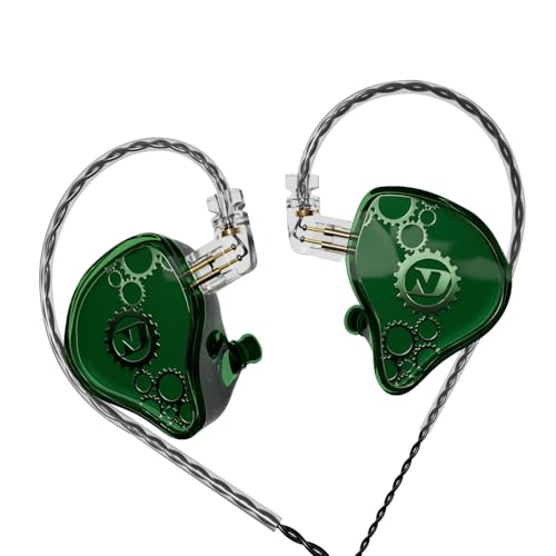 CCA ND Venus in Ear Monitor Headphones, 10mm Double Magnetic Dynamic Driver IEM Earphones, HiFi Wired Gaming Earbuds, 2 Pin Detachable Cable (Without Mic, Green, 3.5mm Plug) - color: Green, size: Without Mic, 3.5 mm