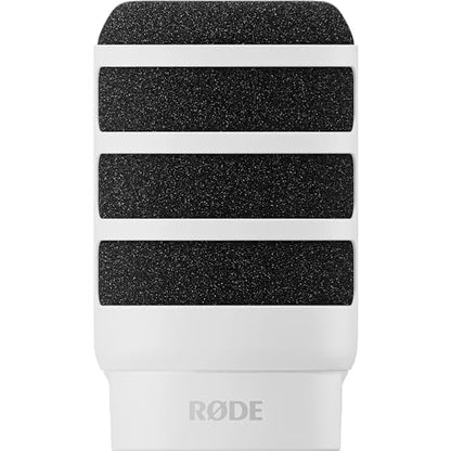 Rode PodMic Cardioid Dynamic Broadcast Microphone with WS14 PodMic Pop Filter - White
