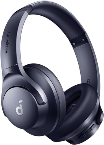 Soundcore by Anker Q20i Hybrid Active Noise Cancelling Headphones, Renewed | Over-Ear, Bluetooth, 40H ANC Playtime, Hi-Res, Big Bass, Transparency Mode, Customize via App, Travel, Home, Office - color: BLUE