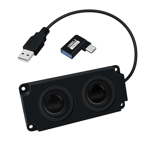 USB Desktop Speakers Dual Output 3W Mini USB Multimedia Bookshelf Speakers 20KHz 30KHz Active Desktop Speakers for Gaming, Music, Computers, Phones, MP3, MP4 (Black, 0.7 m)