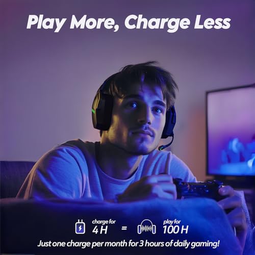 NUBWO G06 Dual Wireless Gaming Headset with Microphone for PS5, PS4, PC - 23ms Low Latency Audio - 100-Hour of Playtime - 50mm Drivers (Black-Green) - color: Black-Green