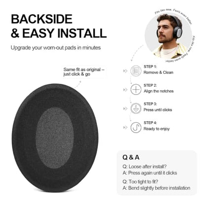 Replacement Velour Ear Pads for Sennheiser HD201 HD428 HD449 - Black