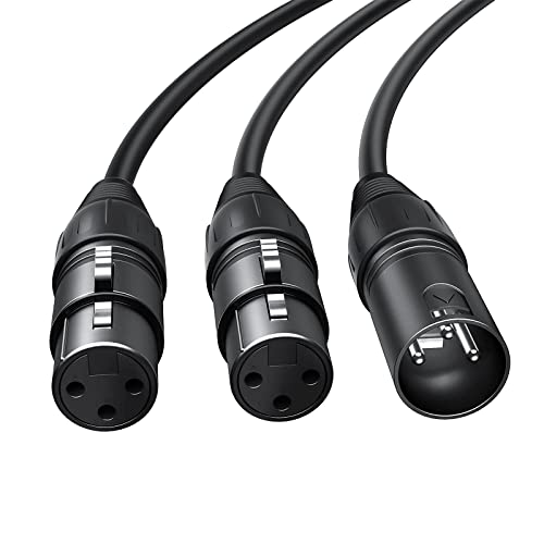 Balanced XLR Splitter Dual XLR Female to 1XLR 3Pin XLR Y-Split Patch Cable | 2XLR to 1XLR 3Pin Microphone Splitter for Studio Preamp,Equzalizer, speaker, Patch Bay, Studio Harmonizer, 1-feet - size: 1 Male XLR to 2 Female XLR, style: 1 Pack