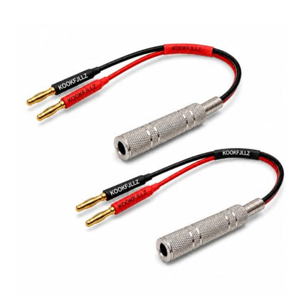 Speaker Cable - 1/4 Inch to Banana Plug Adapter Cable (6-inch) - Gold Plated Audio Connector for Amplifiers, DJ Equipment & Studio Speakers(2-Pack)