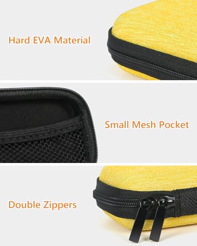 Gold-Yellow Mini Earbud Case, Cute Protective Pouch for Apple Airpods | Fits Samsung Galaxy Buds, JBL, Sony, Cable, Card, Earplugs, Heart Monitor, Small Hard Shell Bag - color: Gold-Yellow