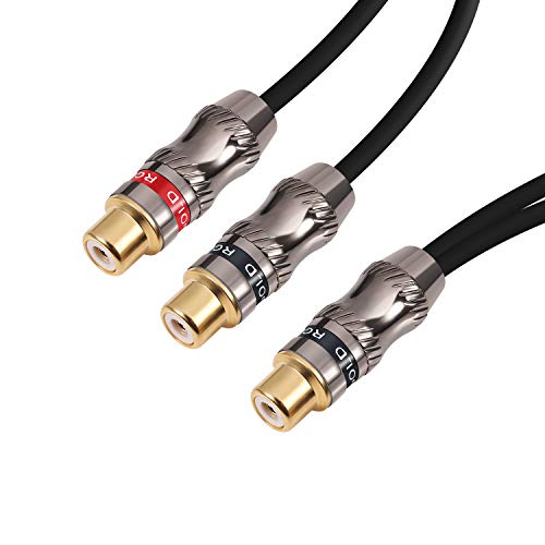 Y-Cable, RCA Female to 2 RCA Female Adapter, Video/Audio Splitter, 10" (25 cm) - color: F-2F