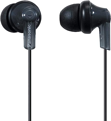 Panasonic ErgoFit Wired Earbuds, In-Ear Headphones with Dynamic Crystal-Clear Sound and Ergonomic Custom-Fit Earpieces (S/M/L), 3.5mm Jack for Phones and Laptops, No Mic - RP-HJE120-K (Black) - color: Black, size: S/M/L, style: No Mic