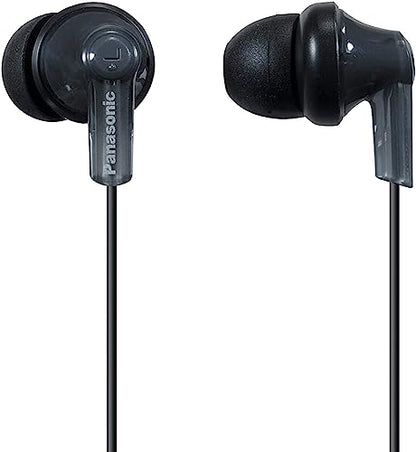 Panasonic ErgoFit Wired Earbuds, In-Ear Headphones with Dynamic Crystal-Clear Sound and Ergonomic Custom-Fit Earpieces (S/M/L), 3.5mm Jack for Phones and Laptops, No Mic - RP-HJE120-K (Black) - color: Black, size: S/M/L, style: No Mic