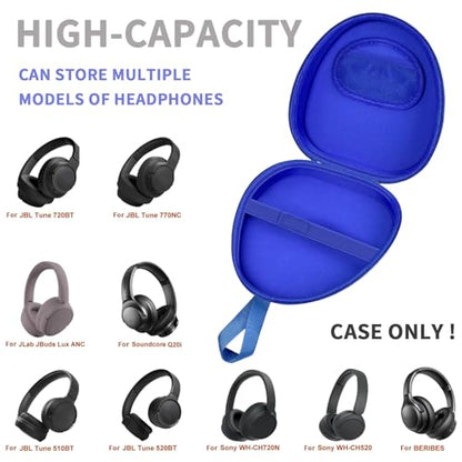 GWCASE Hard Shell Headphone Case with Secure Strap and Cable Pocket, Blue | 7.87 x 6.8 x 0.9 in Interior, Shock-Resistant EVA for Commuters, Students and Travelers, Fits Most Foldable Over-Ear Headphon - color: Blue