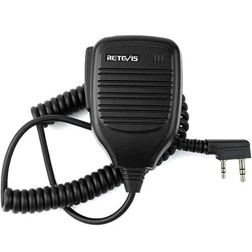 Retevis Walkie Talkie Shoulder Speaker Microphone, 2 Pin,1 Pack | for RT22/RT68/H777/RT68H/RT22S, Compatible with BAOFENG UV-5R/888S,Kenwood Radio, Rotatable Clip, Kevlar Cable, Portability