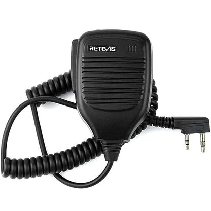 Retevis Walkie Talkie Shoulder Speaker Microphone, 2 Pin,1 Pack | for RT22/RT68/H777/RT68H/RT22S, Compatible with BAOFENG UV-5R/888S,Kenwood Radio, Rotatable Clip, Kevlar Cable, Portability