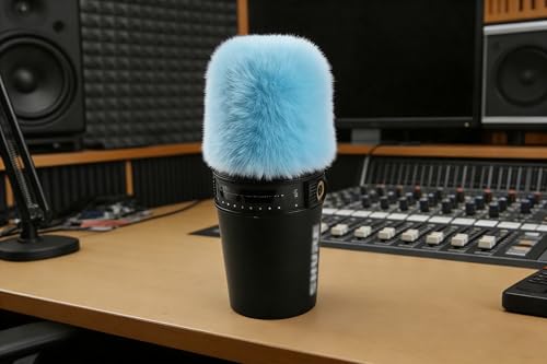 LEFXMOPHY MV7 Windscreen for SHURE MV7 MV7X Microphone Replacement Windscreen, Blue Furry Wind Muff Mic Cover - color: BLUE
