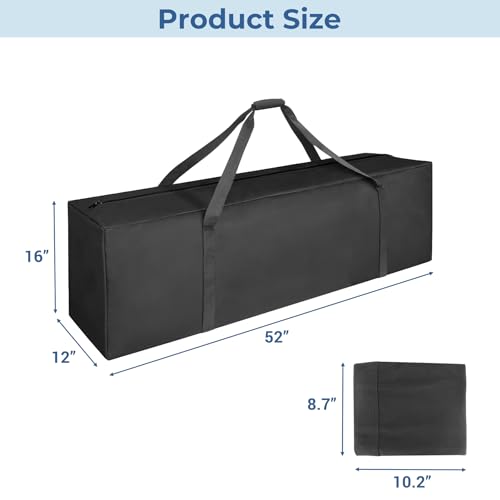 COOLBEBE 52" Sports Duffle Bag - 160L Extra Large Travel Duffel Luggage Bag | Upgrade 2-way Lockable Zippers, Sturdy & Water Resistant Long Duffle Bag for Camping Moving (Black 52inch) - size: 52" x 12" x 16"