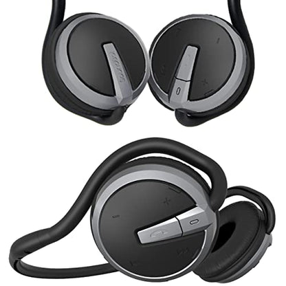 Soundbot Behind the Neck Headphones, Sweat Resistant Secure-Fit for Sports | 20-hr music streaming, 25-hr hands-free calling, built-in voice command, sleek black finish, lightweight all-day comfort fit