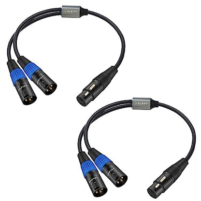 JOLGOO XLR Splitter Cable - Female to Dual Male Y Splitter Mic Cable, 1.6 Feet 2Pack - size: 1.6 Feet (2 Pack), style: XLR Female to Dual XLR Male