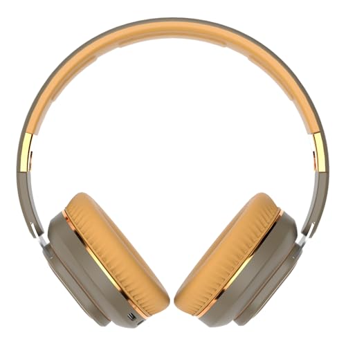 H7 Foldable Bluetooth Wireless Over Ear Headphones, Brown-Green | 30H Playtime,1.5m Audio Cable, HiFi Stereo Lightweight Headset,With Mic,For Travel/Gift/PC/Office/Cellphone - color: Brown-Green