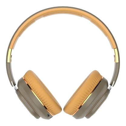H7 Foldable Bluetooth Wireless Over Ear Headphones, Brown-Green | 30H Playtime,1.5m Audio Cable, HiFi Stereo Lightweight Headset,With Mic,For Travel/Gift/PC/Office/Cellphone - color: Brown-Green