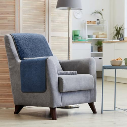 Frienda 2 Pieces Recliner Headrest Covers Sofa Headrest Protector for Recliner Chair Couch Furniture Non Slip for Living Room(Dusty Blue) - color: Dusty Blue