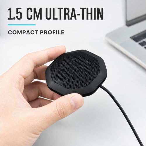 360° Computer Microphone for Desktop , USB Conference PC Mic, Noise-Canceling Technology, Recording, Skype, Online Class, Court Reporter, Plug & Play, Compatible with Windows/PC/Desktop/Laptop