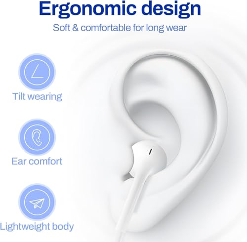 Headphones Earphones Wired with 3.5mm Plug, Wired Ear Buds with Built-in Remote to Control Music, Phone Calls, and Volume, Microphone Compatible with iPhone/Android/Laptop/PC(2 Pack)