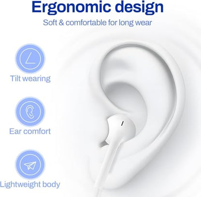 Headphones Earphones Wired with 3.5mm Plug, Wired Ear Buds with Built-in Remote to Control Music, Phone Calls, and Volume, Microphone Compatible with iPhone/Android/Laptop/PC(2 Pack)